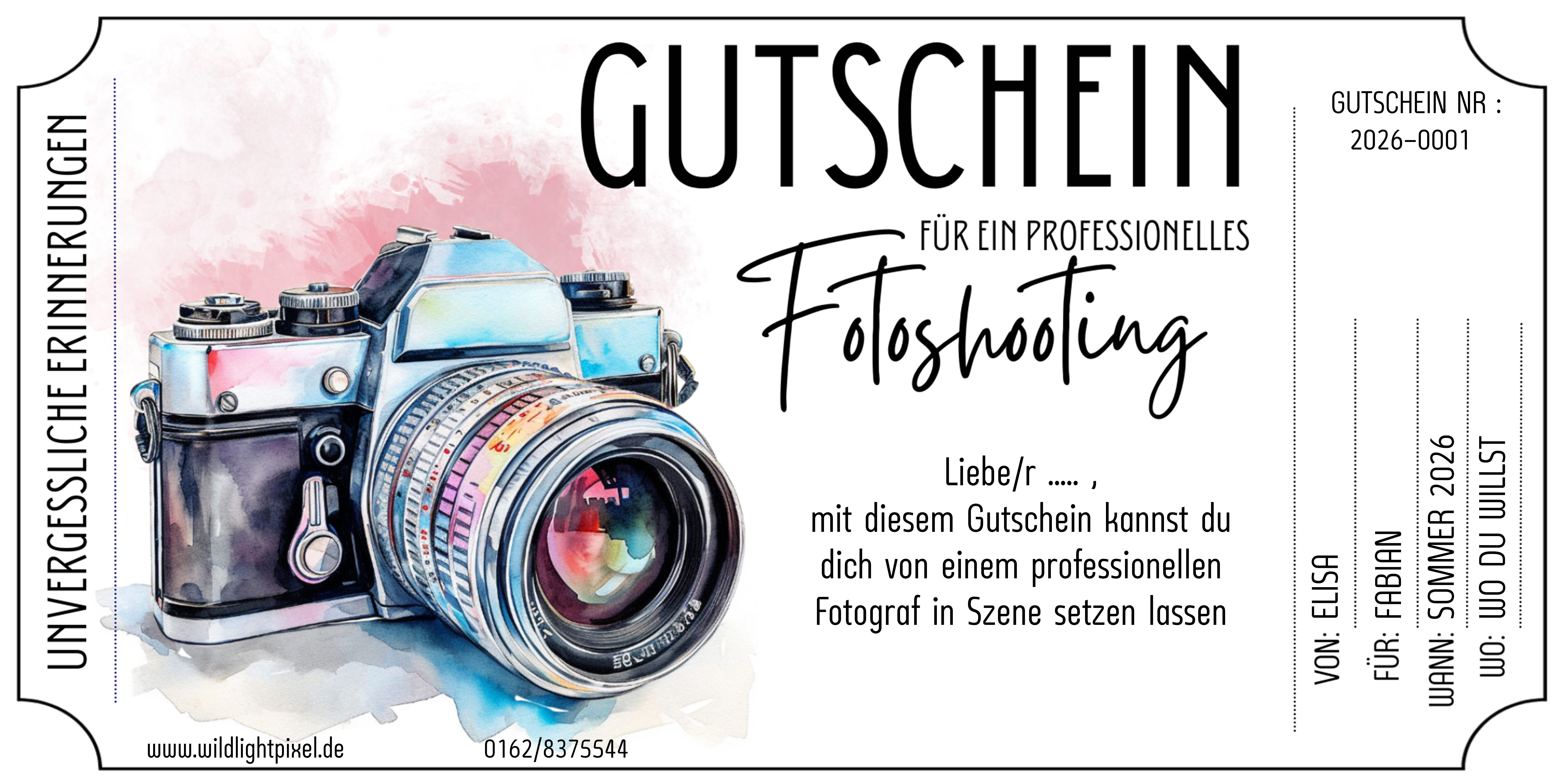 Verschenke unvergessliche Erinnerungen: Der Gutschein für dein professionelles Fotoshooting